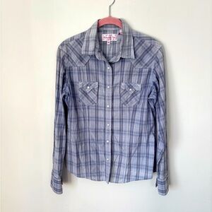 Panhandle Slim Blue Plaid Button Up Pearl Snap Western Women’s Size Medium